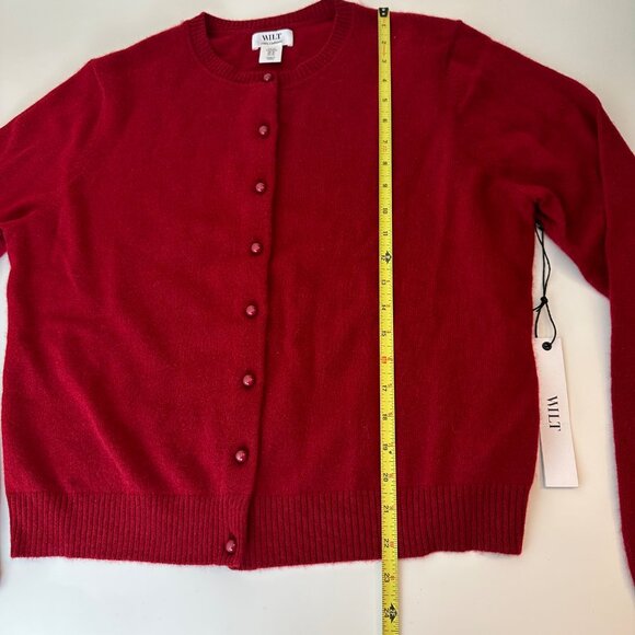 WILT Karanda Red Cashmere Bobble Button Cardigan Sweater - Picture 4 of 7